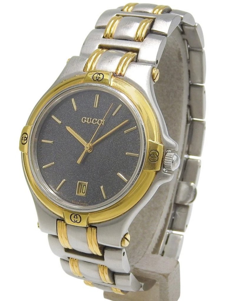 Gucci Watches 9040m Silver Graydial Stainless SteelPlated Gold Quartz Ana